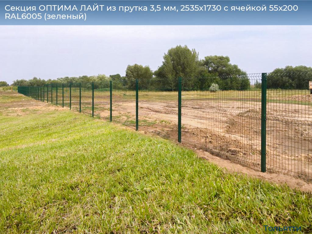 Секция ОПТИМА ЛАЙТ из прутка 3,5 мм, 2535x1730 с ячейкой 55х200 RAL6005 (зеленый), tolyatti.doorhan.ru