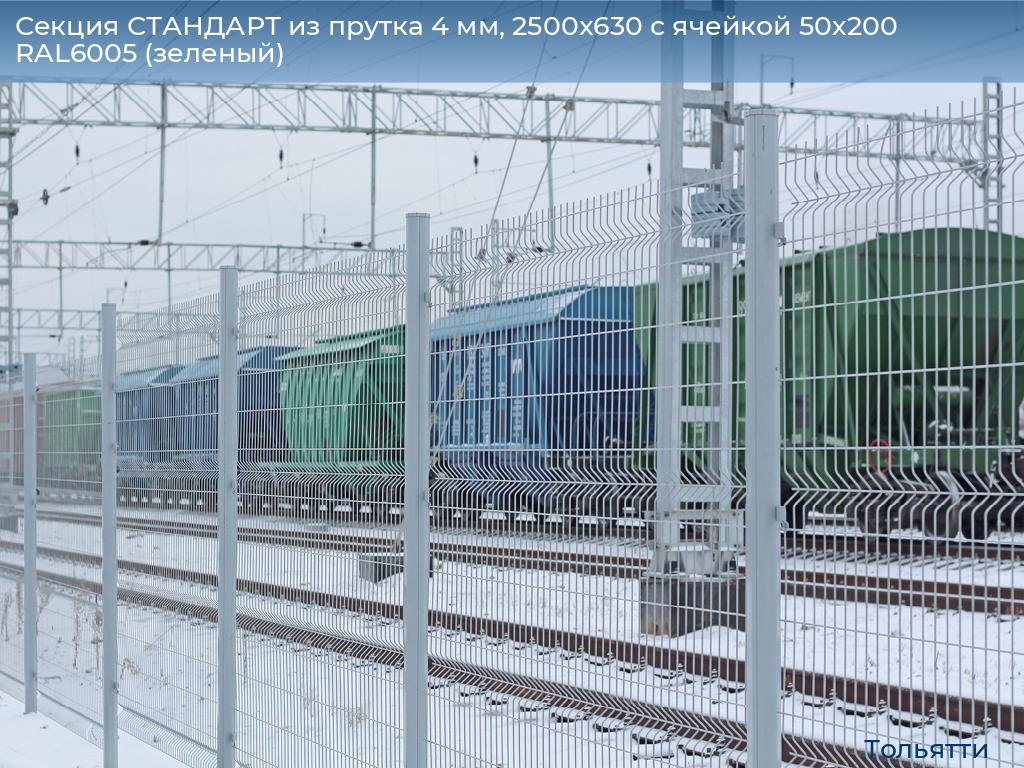 Секция СТАНДАРТ из прутка 4 мм, 2500x630 с ячейкой 50х200 RAL6005 (зеленый), tolyatti.doorhan.ru